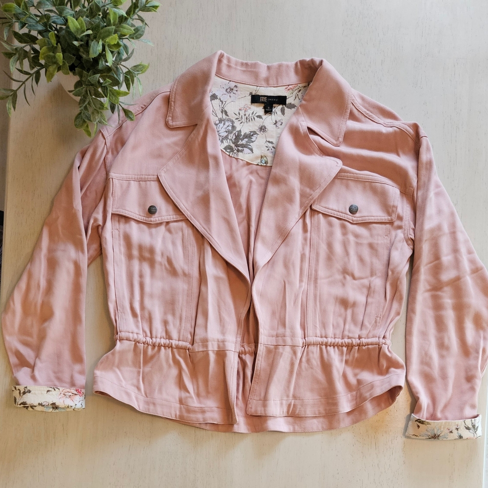 Frye Blush Pink Utility Jacket with Floral Lining